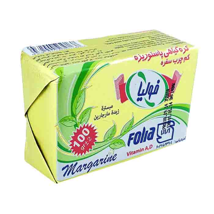 عکس اصلی کره گیاهی پاستوریزه کم چرب فولیا مقدار 100 گرم